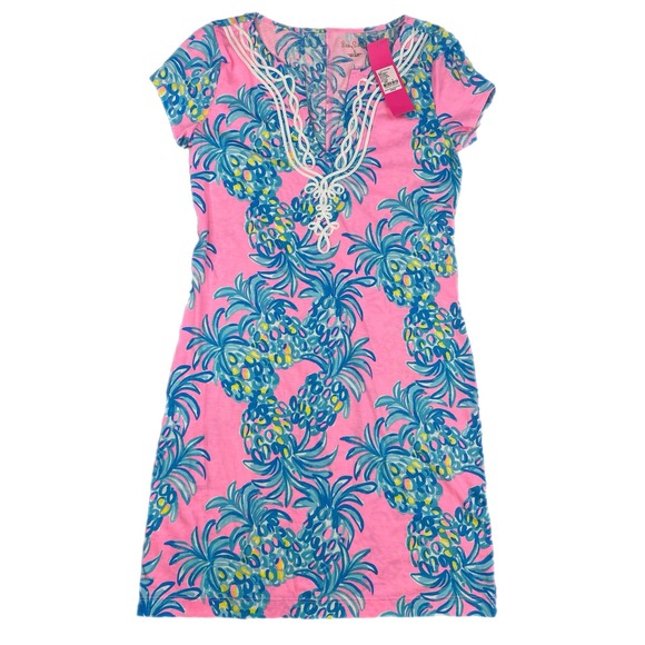 Lilly Pulitzer Dresses & Skirts - Lilly Pulitzer Women's Pink Pineapple Print Stretch T-Shirt Dress S NEW NWT